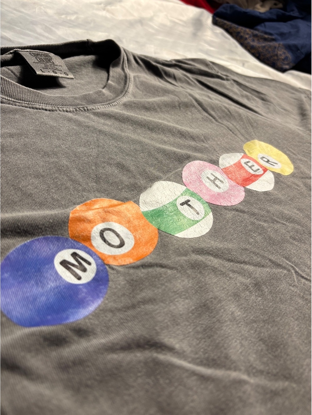 Comfort Colors Gray Graphic T-Shirt with Colorful 'MOTHER' B